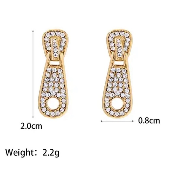 18k Gold Plated Cubic Zirconia Zip Drop Earrings - Picture 5 of 8